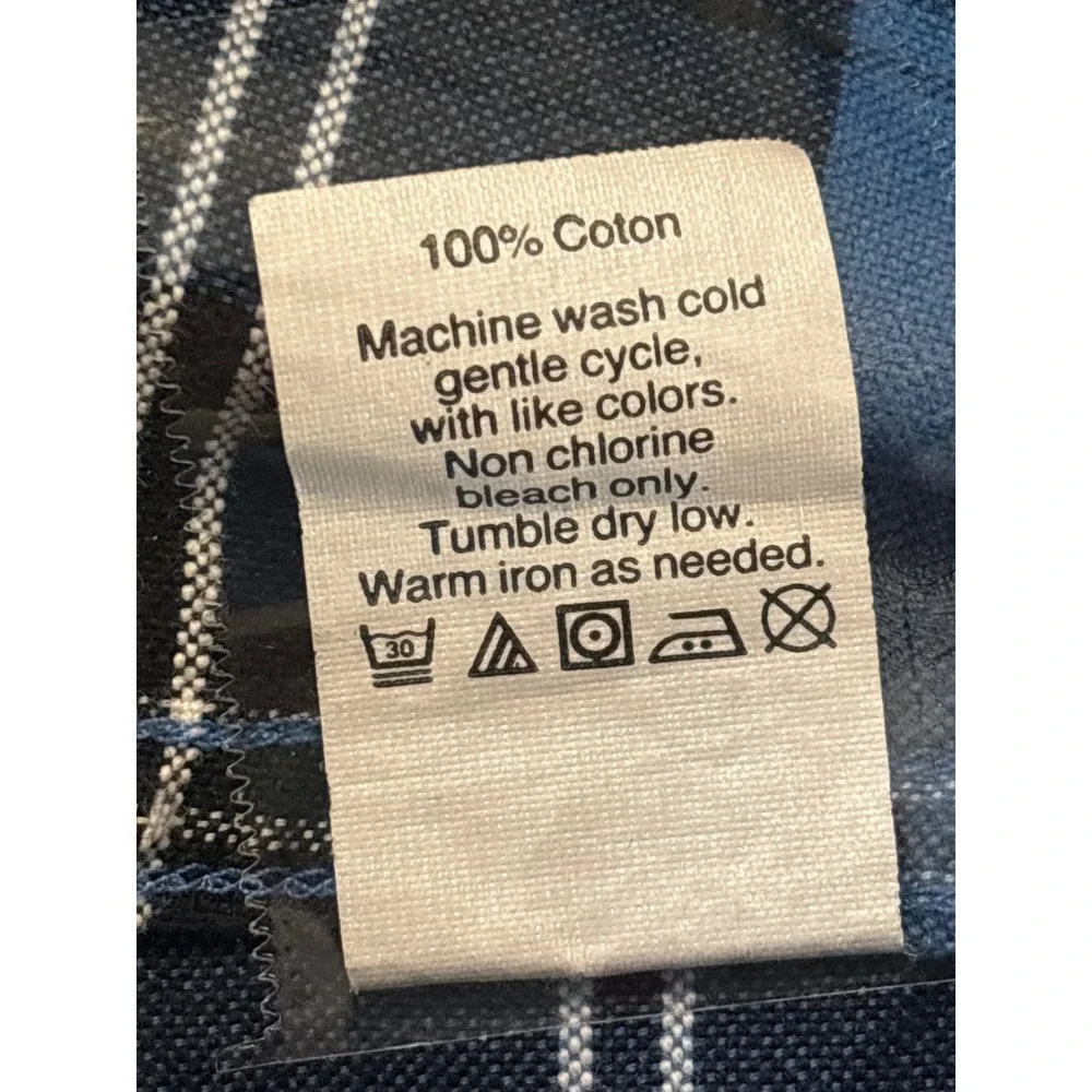 J.Crew Men's Medium Blue Plaid Cotton Button Down‎ Oxford Long Sleeve Shirt